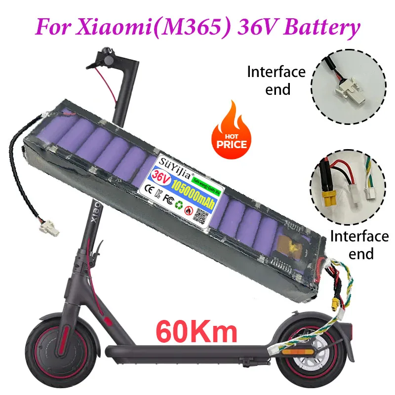 10S3P 36 V 10,5 Ah 18650 Lithium-Ionen-Akku ist geeignet für Elektroroller Xiaomi M365, wasserdichte Bluetooth-Kommunikation