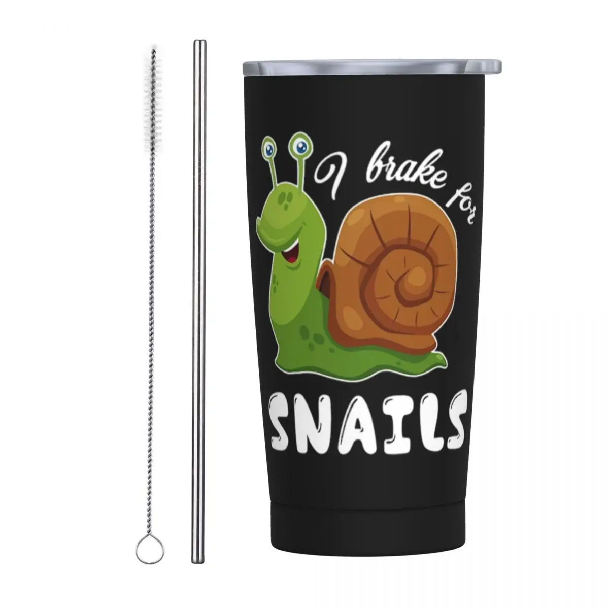 Snail - I Brake For Snails Stainless Steel Tumbler Vacuum Insulated Mugs Thermal Cold Bottle Straws With Lid 20oz