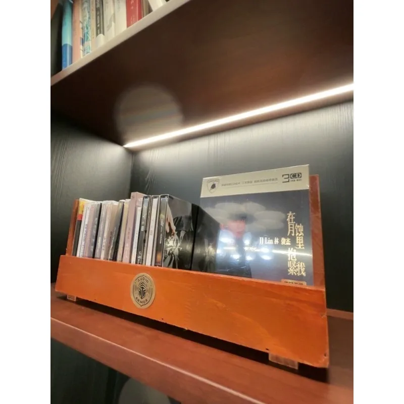 Solid Wood CD Holder Desk Organizer Large Capacity DVD Storage Box Walnut Display Case Home Music Album Collection Rack