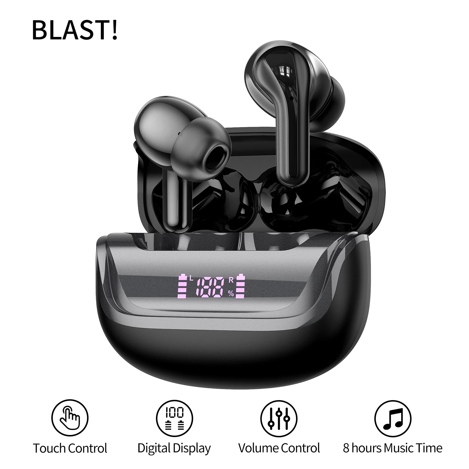 Earbuds True Wireless I66 ENC B-BLAST Factory Store, 8 Jam Stereo Nirkabel Sejati TWS, Peredam Kebisingan HiFi, Earbuds In-Ear