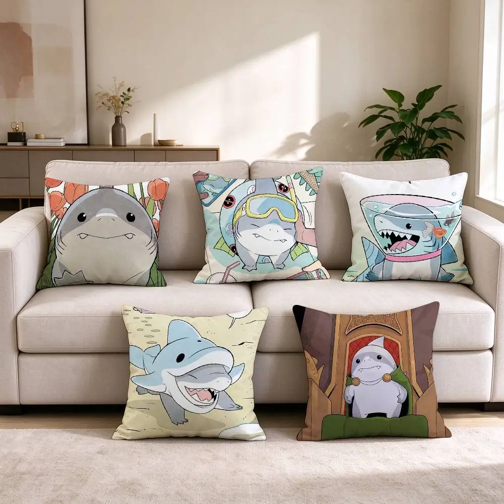 C-Cute Jeff the Land Shark  Pillow Case Square Double-Sided Sofa Cushion Cover Bedroom Bedside Pillow