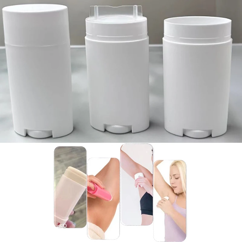 Plastic White 75g Refillable Perfume Deodorant Containers Empty Lip Balm Tube Portable Cosmetic Lipstick Tubes
