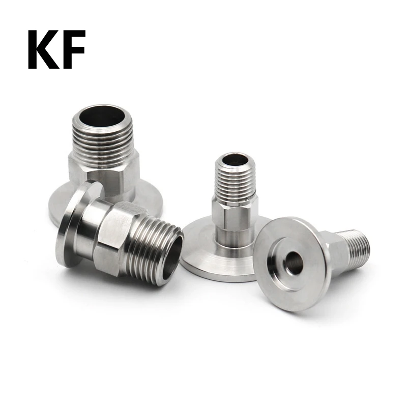 KF16/KF25/KF40/KF50 304 Stainless Steel PT Male Thread Vacuum Flange Joint Adaptor Hexagon 1/8