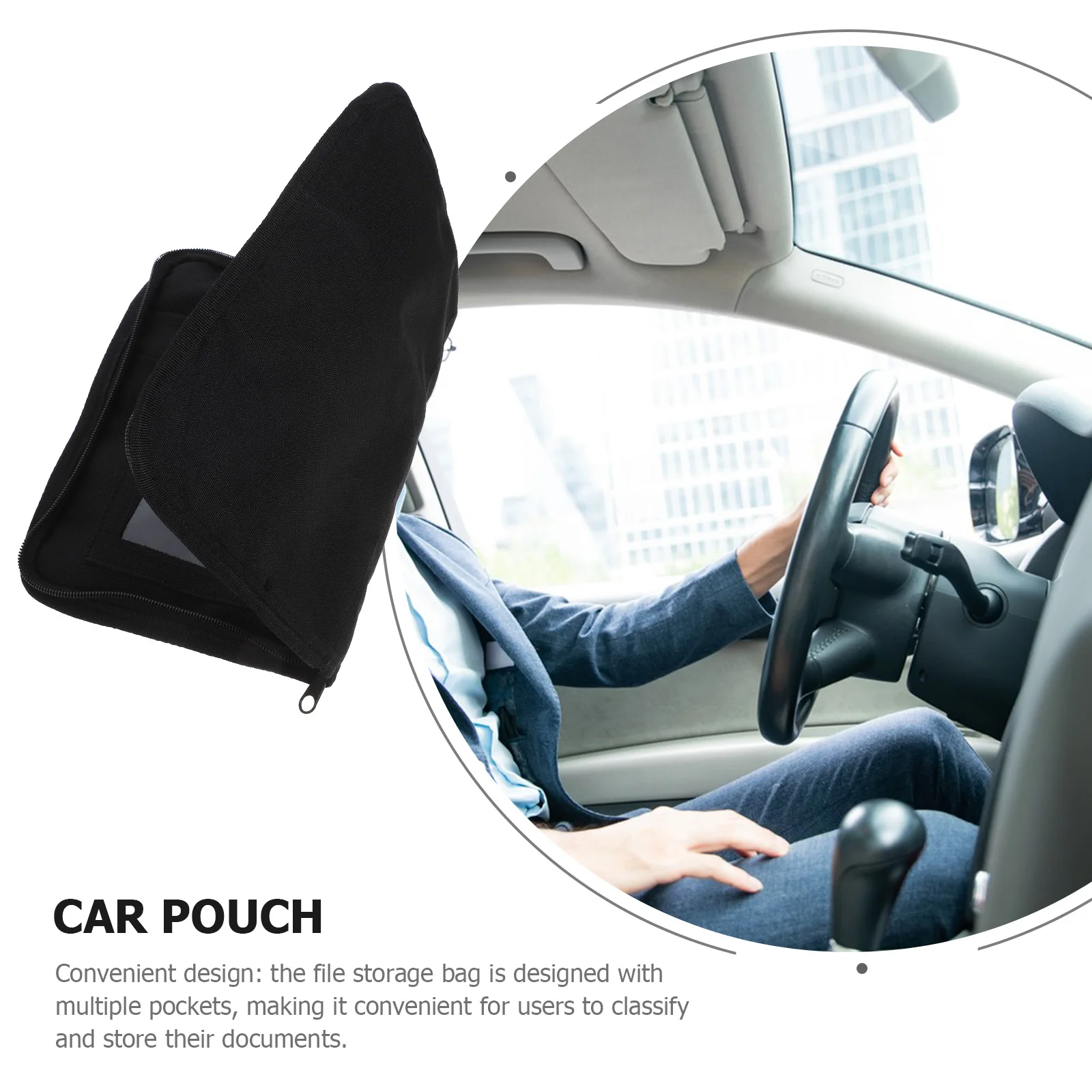 

Oxford Cloth Car File Storage Bag Multi Pocket Portable Car Organizer Storage Pouch for Owners Manual Vehicle Documents Holder