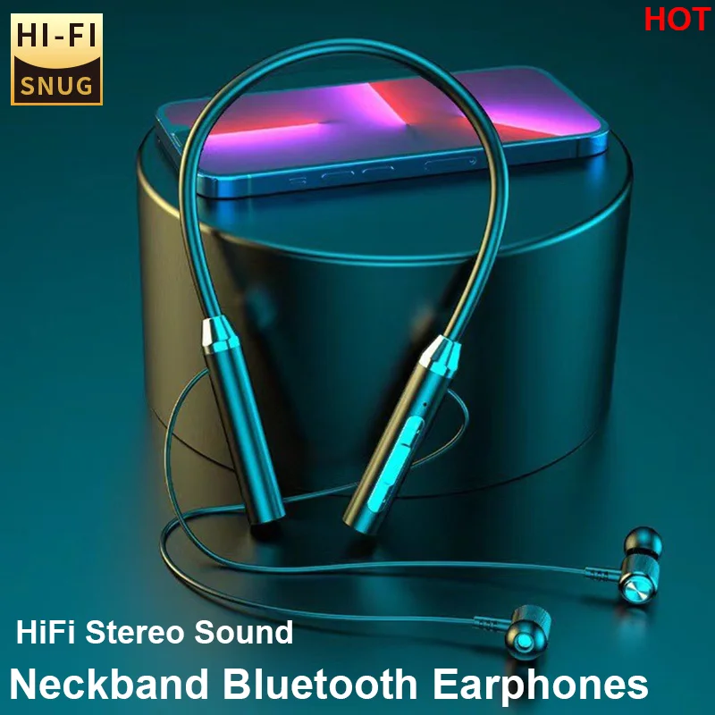 

Wireless Headphone Bluetooth Earphone Silicone Neckband Headset HiFi 9D Stereo Sports Halter Headset Waterproof Magnetic Earbuds