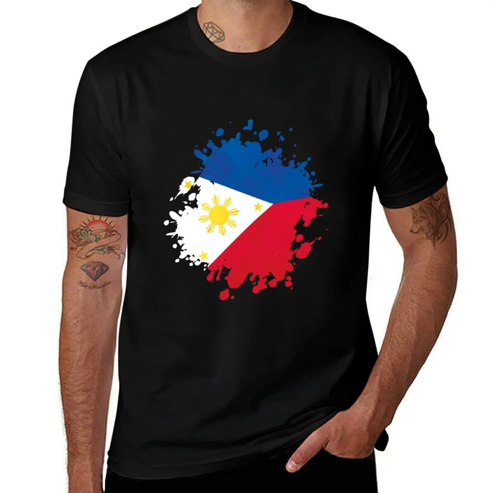 Phillipines Country Flag Countrys Icon Symbol Travel Born In T-Shirt Large Size Casual Short Sleeve Top T-Shirt