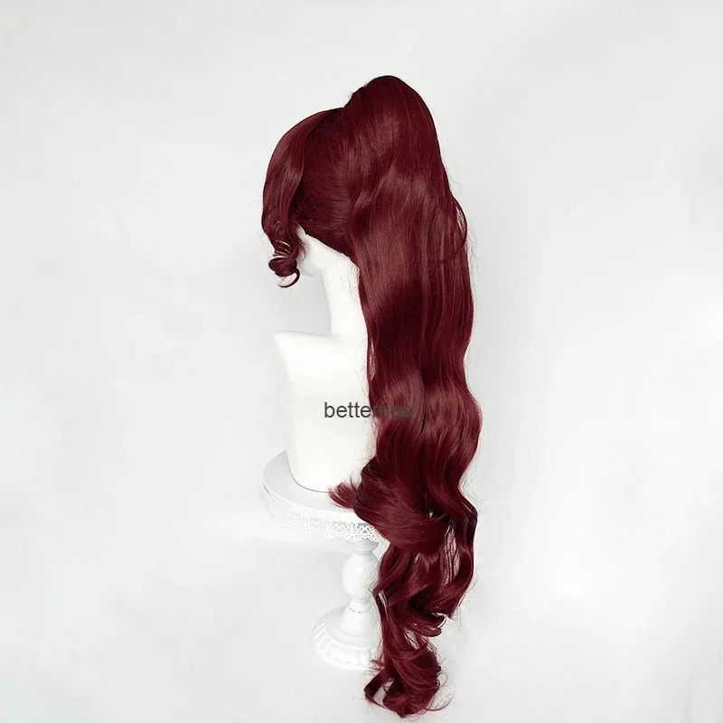 

Princess Megara Cosplay Wig Meg Long Clip Ponytail Dark Wine Red Heat Resistant Synthetic Hair Anime Wigs + Wig Cap DSSFHC2025