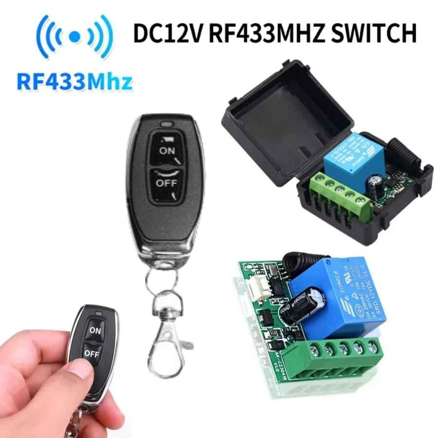 RF433Mhz Wireless Remote Control Light Switch DC 12V 1CH 10A Relay Receiver Transmitter For Led Garage Door Lock DIY Module