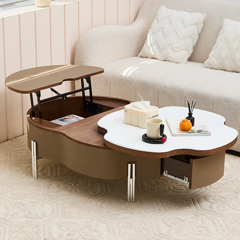 

Extendable Design Coffee Table Modern Natural Living Room Side Tea Table Storage Designer Mesa De Centro Sala Home Furniture