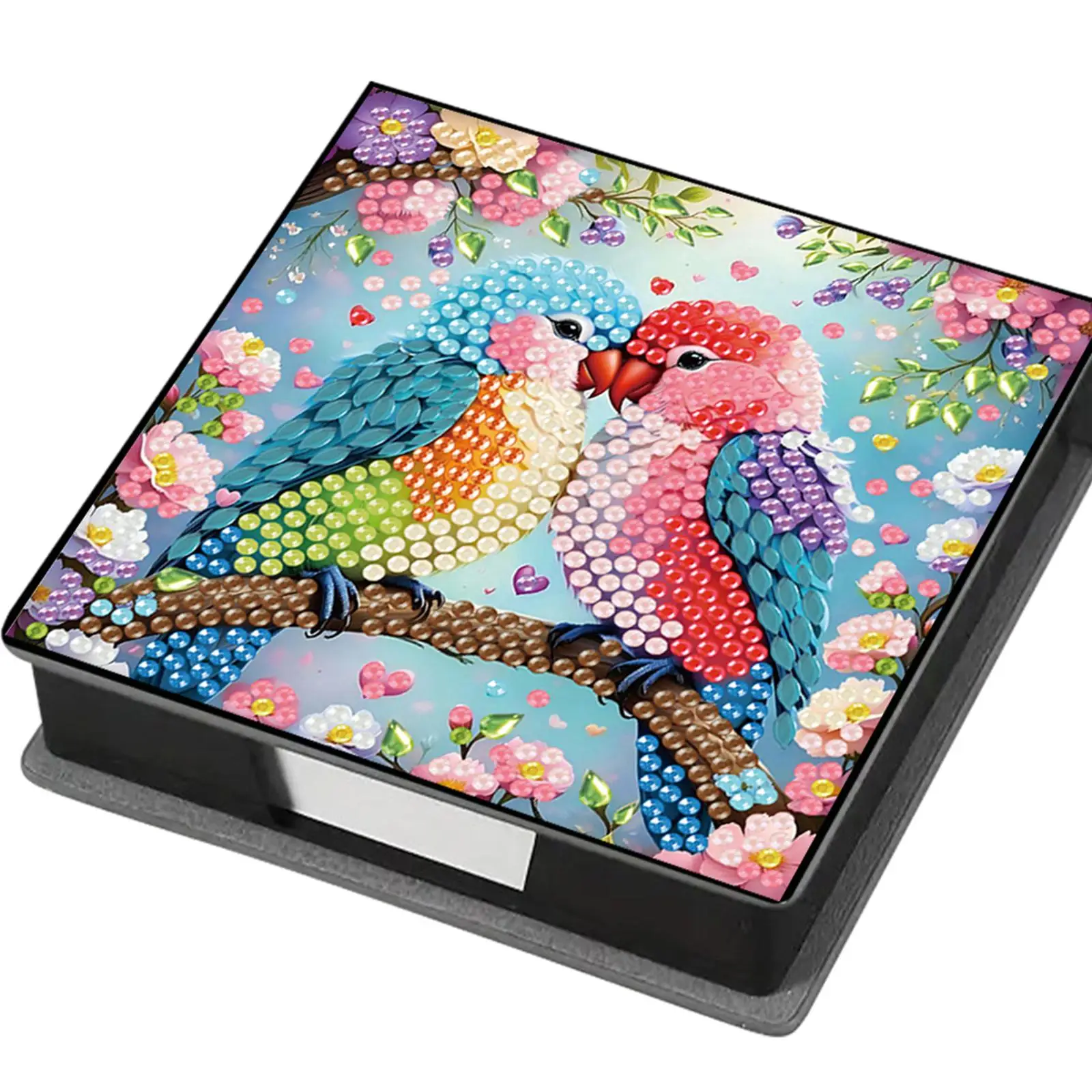 

DIY Rhinestones PU Diamond Painting Notecard Box Mosaic Kit Diamond Art Note Box Self Adhesive Crystal Note Box for Home Office