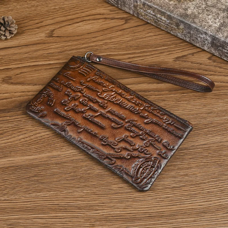 Men's Slim Vintage Leather Organizer, Handmade Top Grain Cowhide Key & Card Holder with Ultra-Thin Coin Pocket, New Design