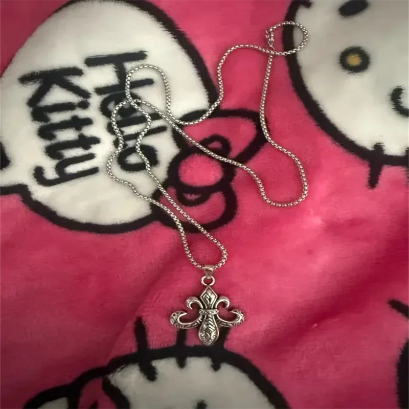 Vintage Cross Pendant Necklace Unisex Versatile Simple Long Sweater Chain Hip Hop Accessory image 5