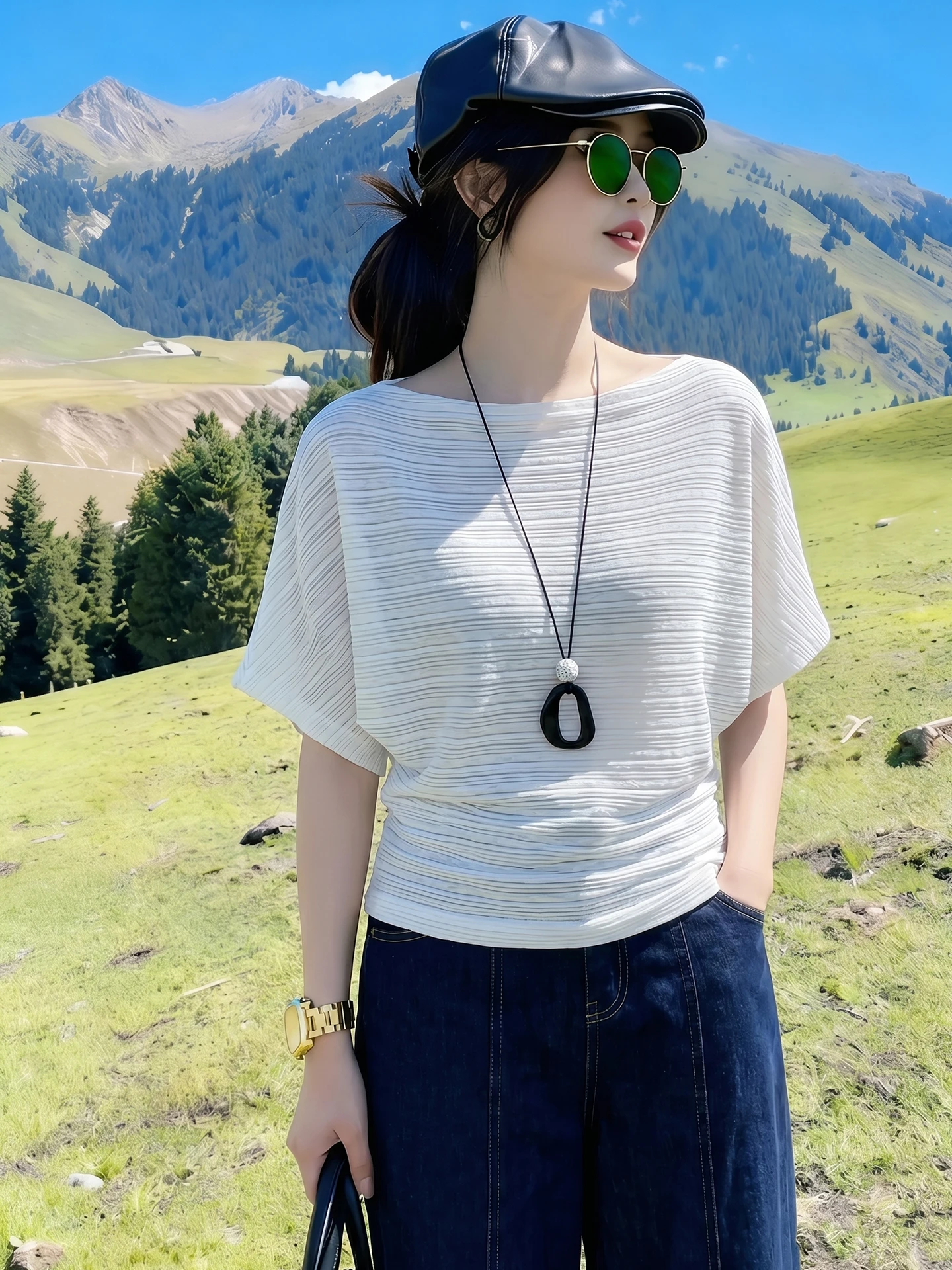 

Summer 2026 Women's T-Shirt Slimming Waist Design Soft Skin-friendly Short Sleeve Versatile Casual Comfortable Korean Style