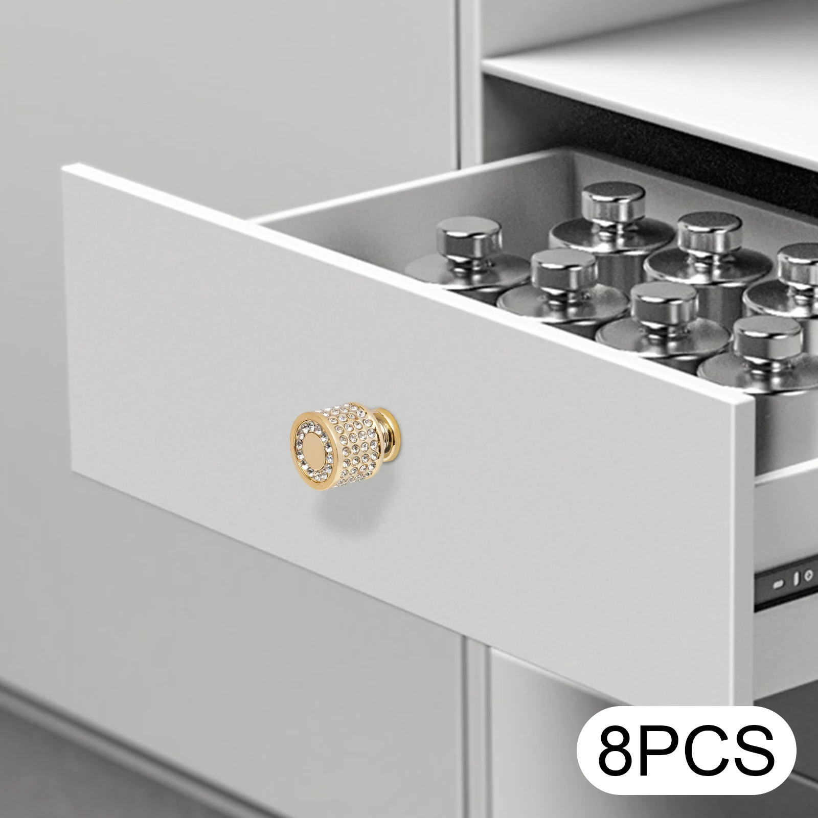 

8 Pack Gold Cabinet Knobs, Round Drawer Pulls, Modern Style Hardware for Cabinets, Bathroom Vanities, Wardrobes & Furniture