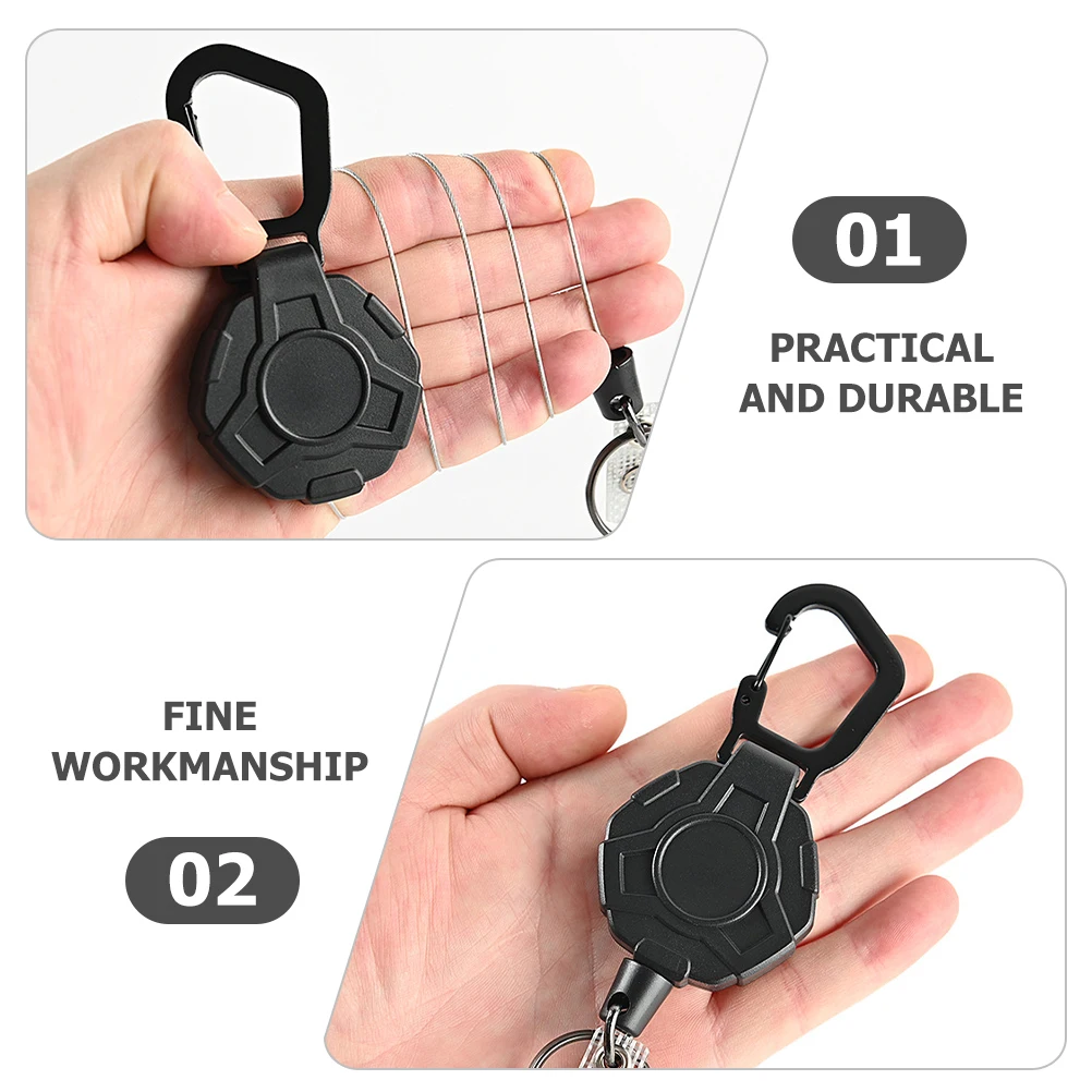 

Wire Rope Keychain High Elastic Retractable Buckle Durable Stainless Steel ABS Material Heavy Duty Key Holder Portable Storage