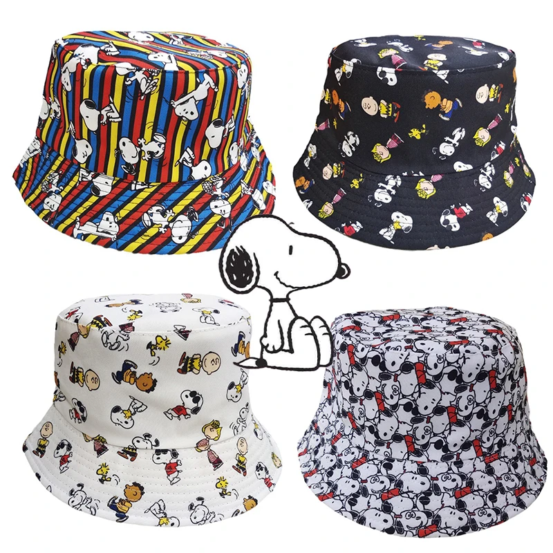 Snoopy Fisherman Hat Bucket Hat for Women Men Travel Charlie Cartoon Bob Hats for Vacation Caps Anime Basin Chapeau Beach Cap