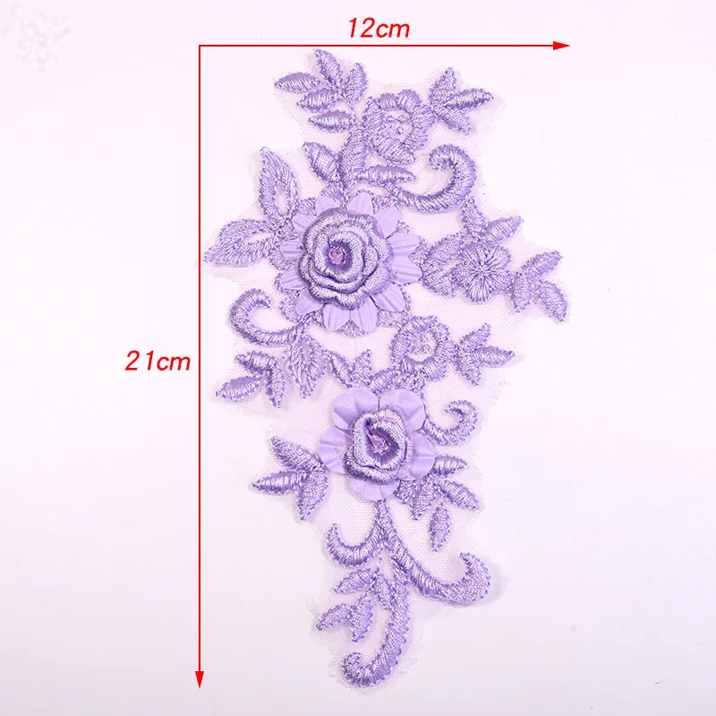 1Pair Three-dimensional Embroidery Lace Hollow Flower Piece Handmade DIY Mesh Flower Piece Embroidery Lace Fabricfor for Clothes