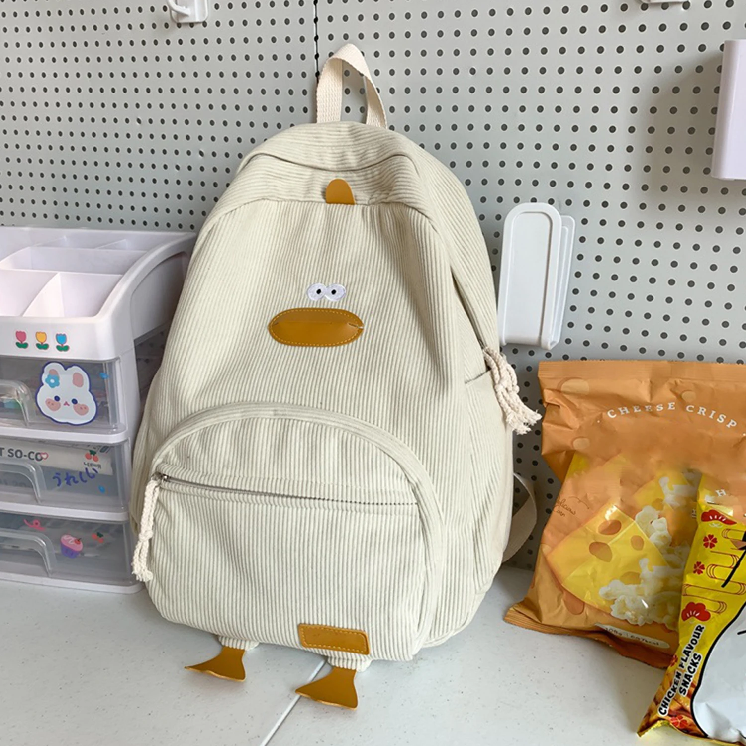 Fashion Backpack New Cute Cartoon Corduroy Backpack Functional Shoulder Bags For Teenager Girls School Backapck Female Bookbag