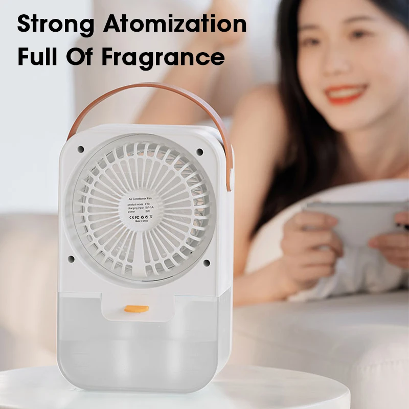 Humidifier Fan Air Conditioner Water Spray Mist Rechargeable Portable Purifier 4 Speed 2 Mode Spray Fan Car Home Camping Travel