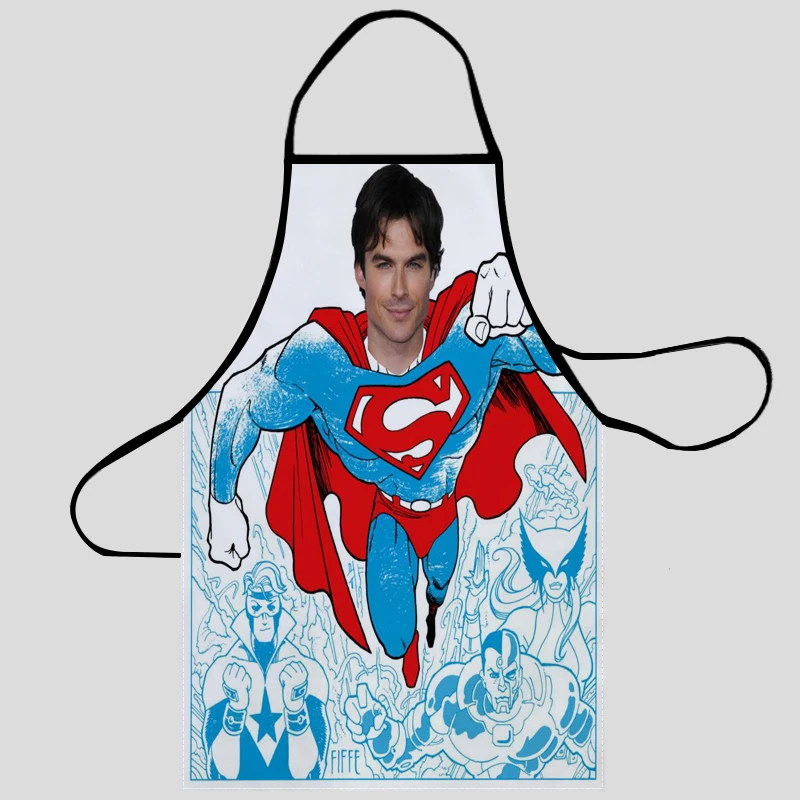 Ian Somerhalder Apron Dinner Party Cooking Apron Adult Baking Accessories Waterproof Fabric Printed Cleaning Tools