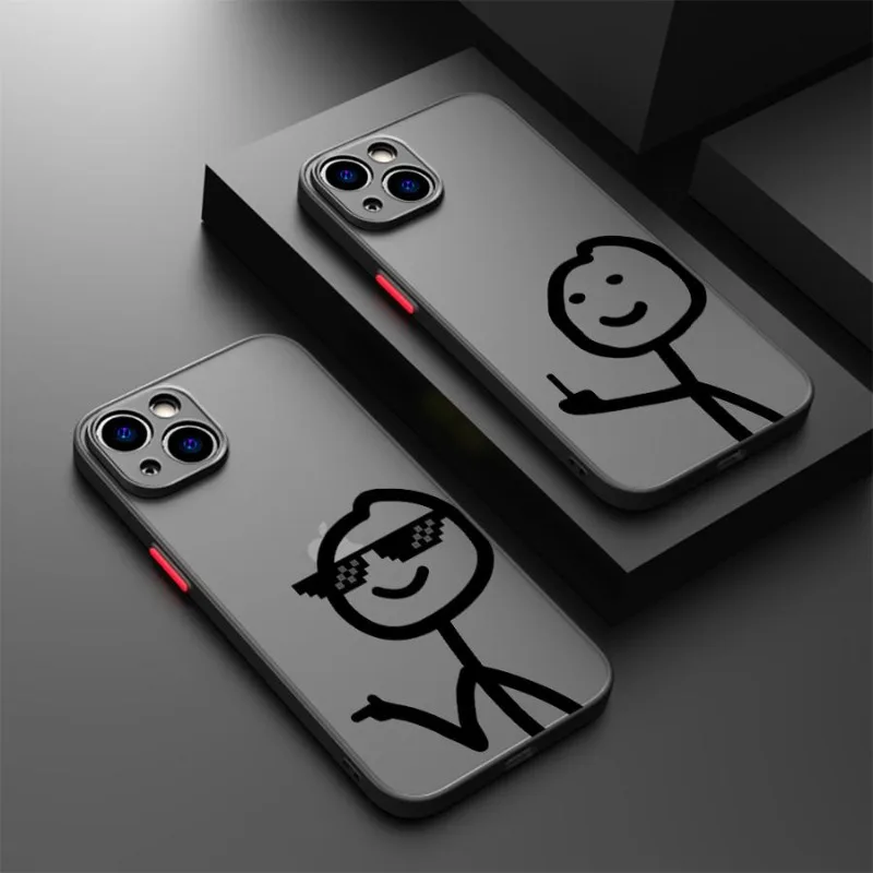 

Funny Cartoon Matchman Phone Case For iPhone 16 15 14 13 12 11 Pro Max Mini X XS XR SE 7 8 Plus Shockproof Transparent Cover