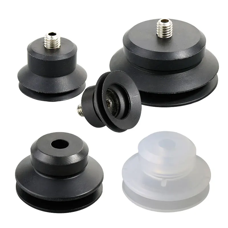 P1SC0 Black NBR Vacuum Sucker PJG-4/6/8/10/15/20/25/30/35/40/50 White Silicone Double Layer Round Soft Vacuum Suction Cup