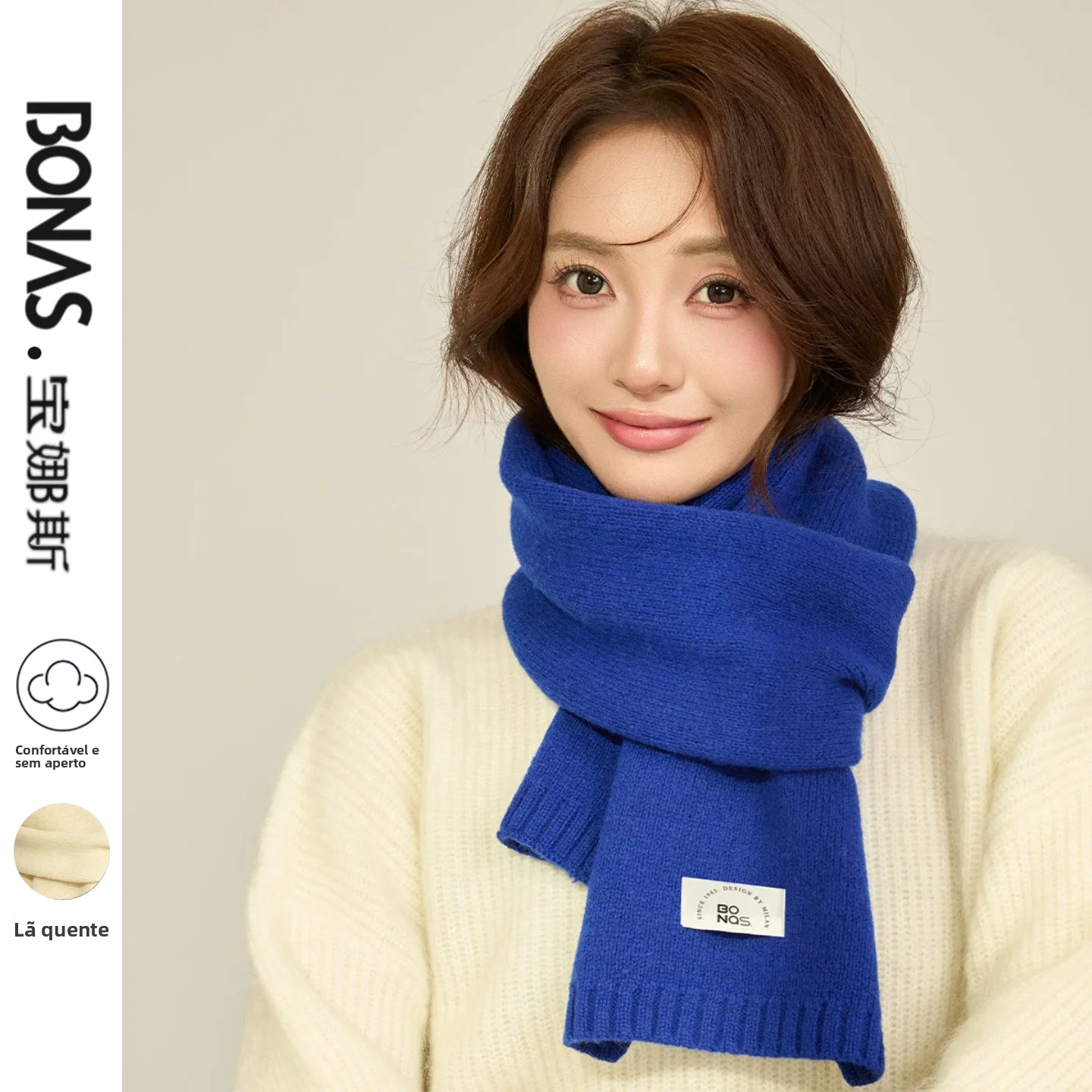 pona-00-ウールスカーフ女性の冬多用途ハイエンド厚く暖かいネックウォーマーピュアカラー韓国スタイルファッションアクセサリー