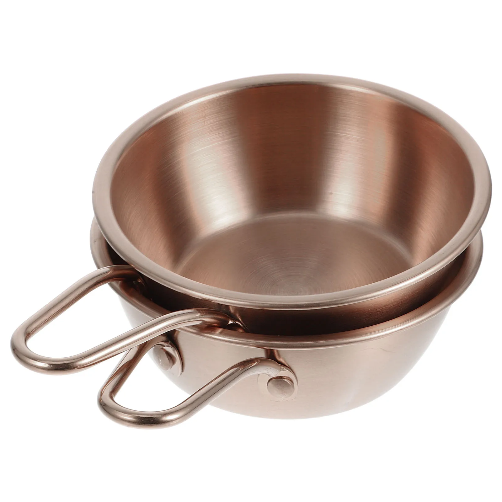 

2pcs Single Handle Stainless Steel Multi-Use Rice Wine Soup Bowl Korean Style Lightweight Ergonomic Handle Bowl For Home