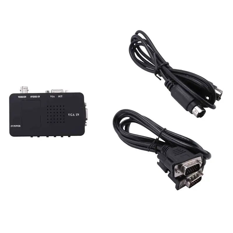 AT82-Svideo AV To VGA Converter Adapter Composite RCA AV CVBS In VGA Out 1080P For TV To PC Monitor HDTV Spare Parts Accessories