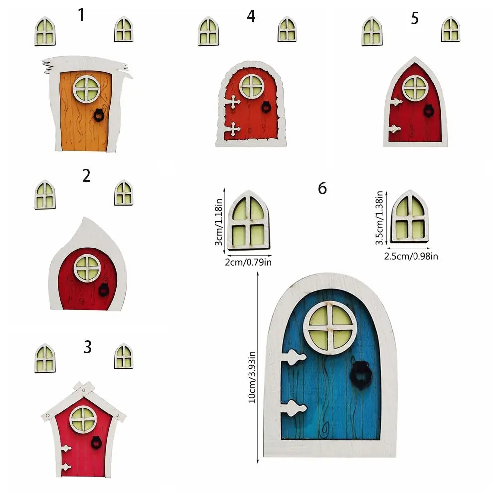 Fairy Accessories Miniature Fluorescent Elf Door Cute Cartoon Wooden House Miniatures Mini Fairy Door Ornaments Graden Ornaments