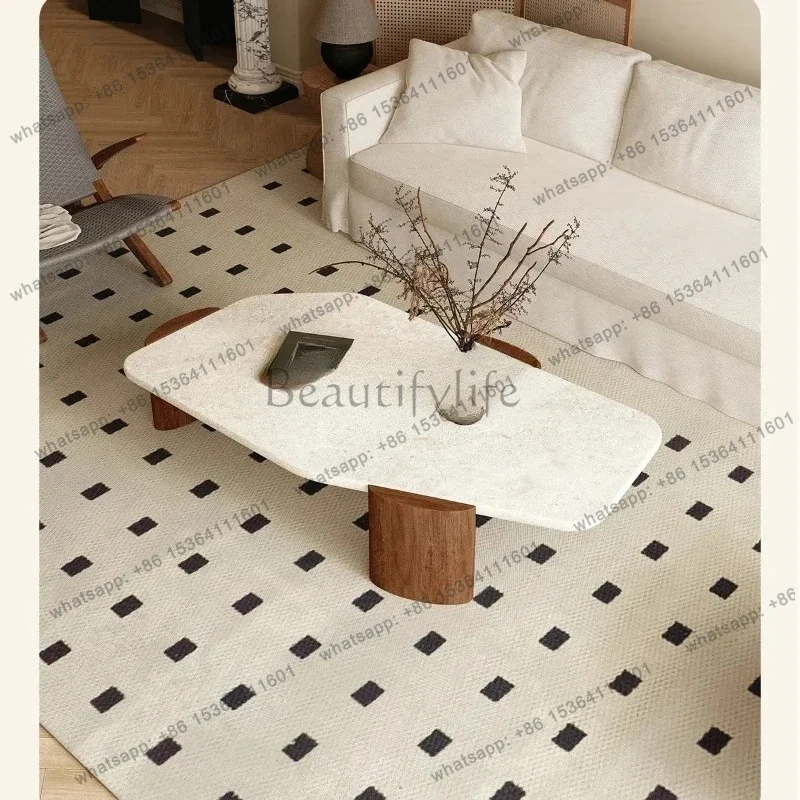 French retro style coffee table natural lime stone cave stone coffee table medium and ancient style leisure