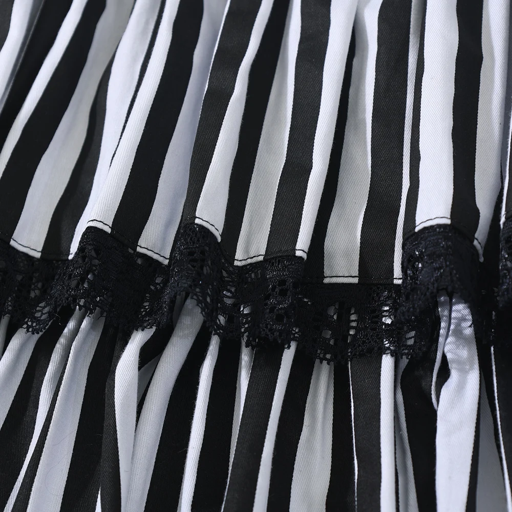 Jester Clown Harlequin Lolita Fancy Ruffle Short Skirt Women Gothic Steampunk Striped Bustle Multilayer Skirts Ruffled Lace Trim view 4