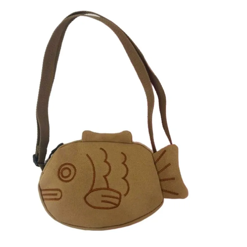 

1 шт. Милая сумка-кроссбоди в форме рыбки для повседневного использования, модная, с вышивкой, портативная, на молнии, маленькая сумочка-кошелек