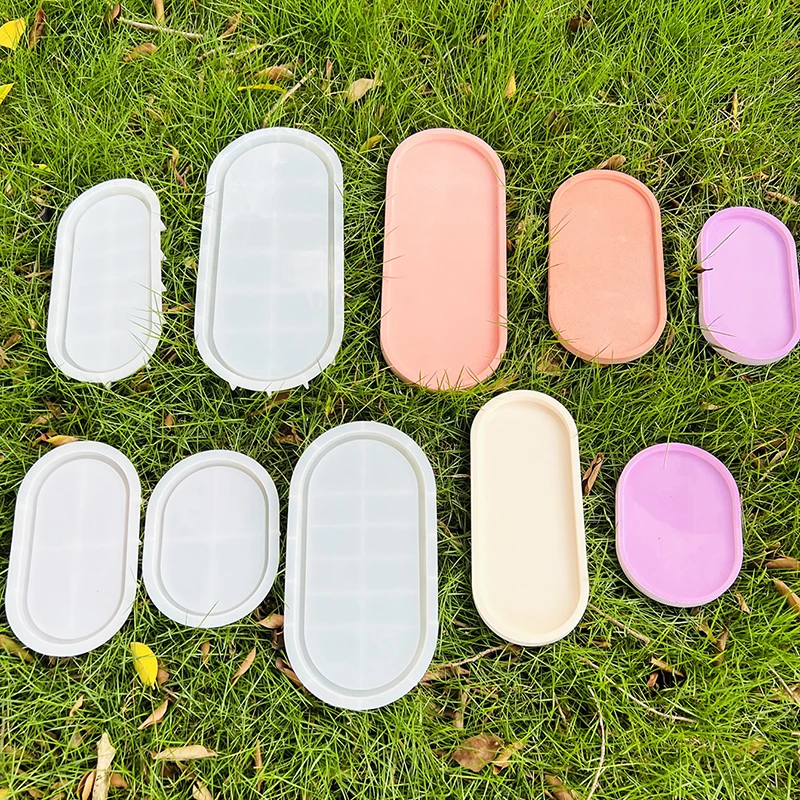 Terrazzo Tray Silicone Mold Oval Concrete Home Decor Tray Mold Small Ornament Gypsum Display Dish Epoxy Resin Mold
