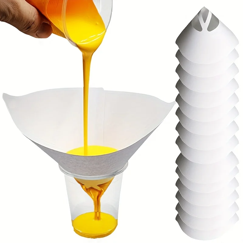 10/30/50pcs Disposable Paper Paint Filters, Purification Cups, Paint Spray Filters, Micron-Sized Nylon Conical Paper Funnel Tool