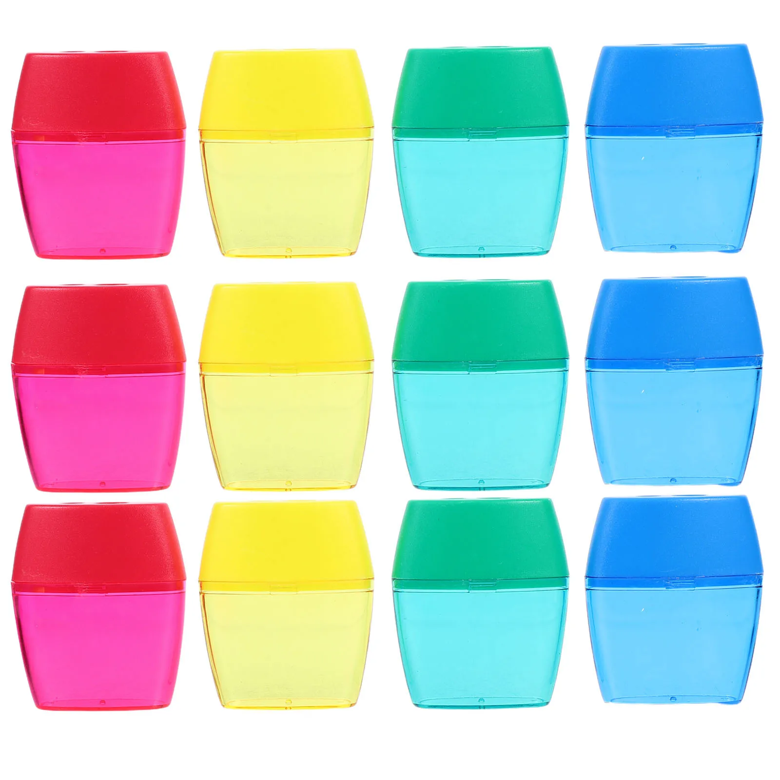 12Pcs Double Hole Plastic Manual Pencil Sharpener Portable Handheld Sharpener for Kids School Office Manual Pencil Sharpeners