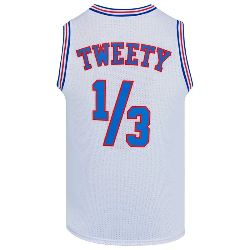 

Movie Space Jam #1/3 TWEETY Cosplay Tune Squad Bunny Basketball Jersey Halloween Shirts for Party White/Black S-3XL