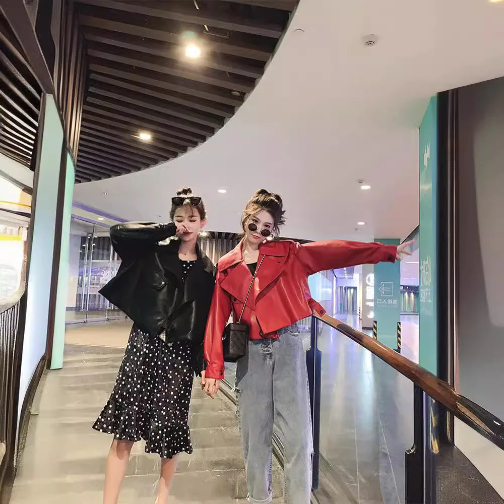 Giacche in ecopelle Donna Cappotti corti in PU Cappotto con colletto rovesciato Manica intera Y2k Giacca da lavoro streetwear Autunno Inverno 2025