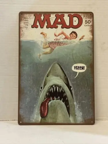 Mad Magazine Metal Poster Tin Signs Shark Jaws No 189 Jan 76 ManCave Retro New-Aluminum-tin sign