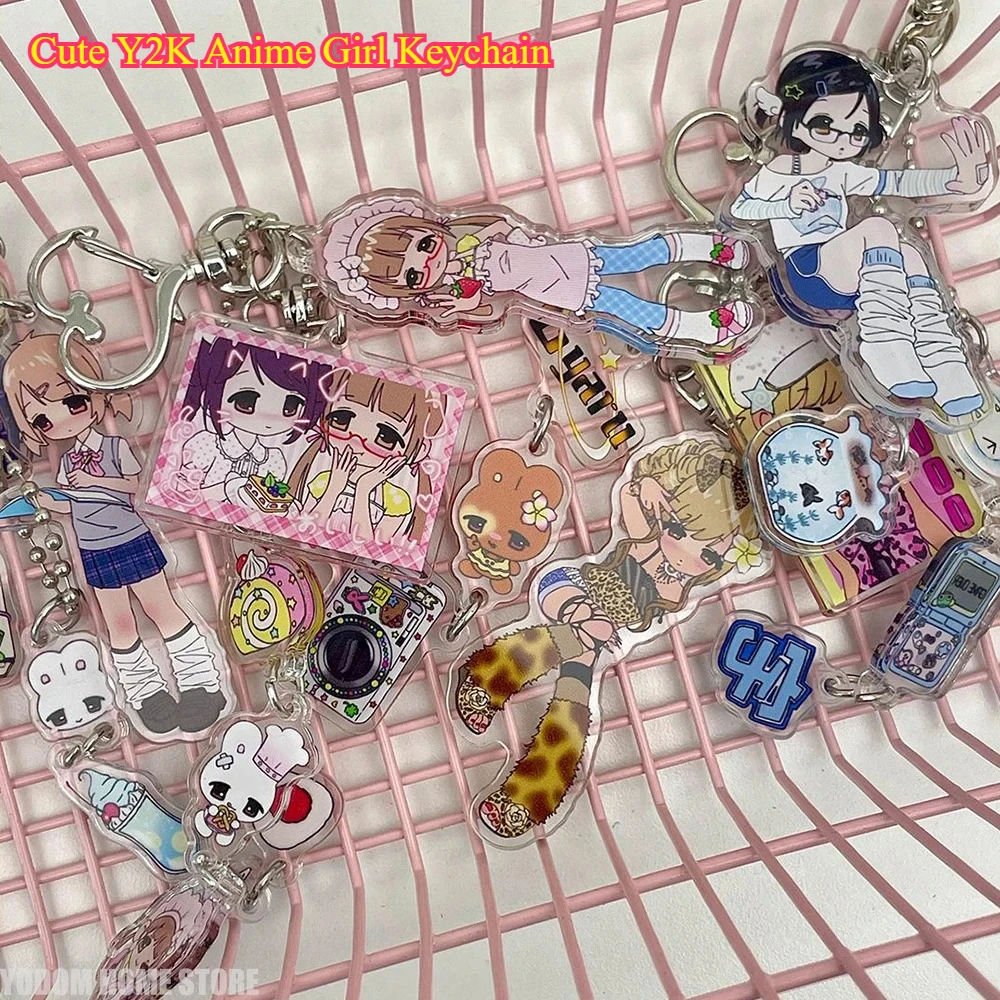 Cute Y2K Anime Girl Keychain - Kawaii Keyring for School Bags, Backpacks & Phones, Perfect Gift for Students