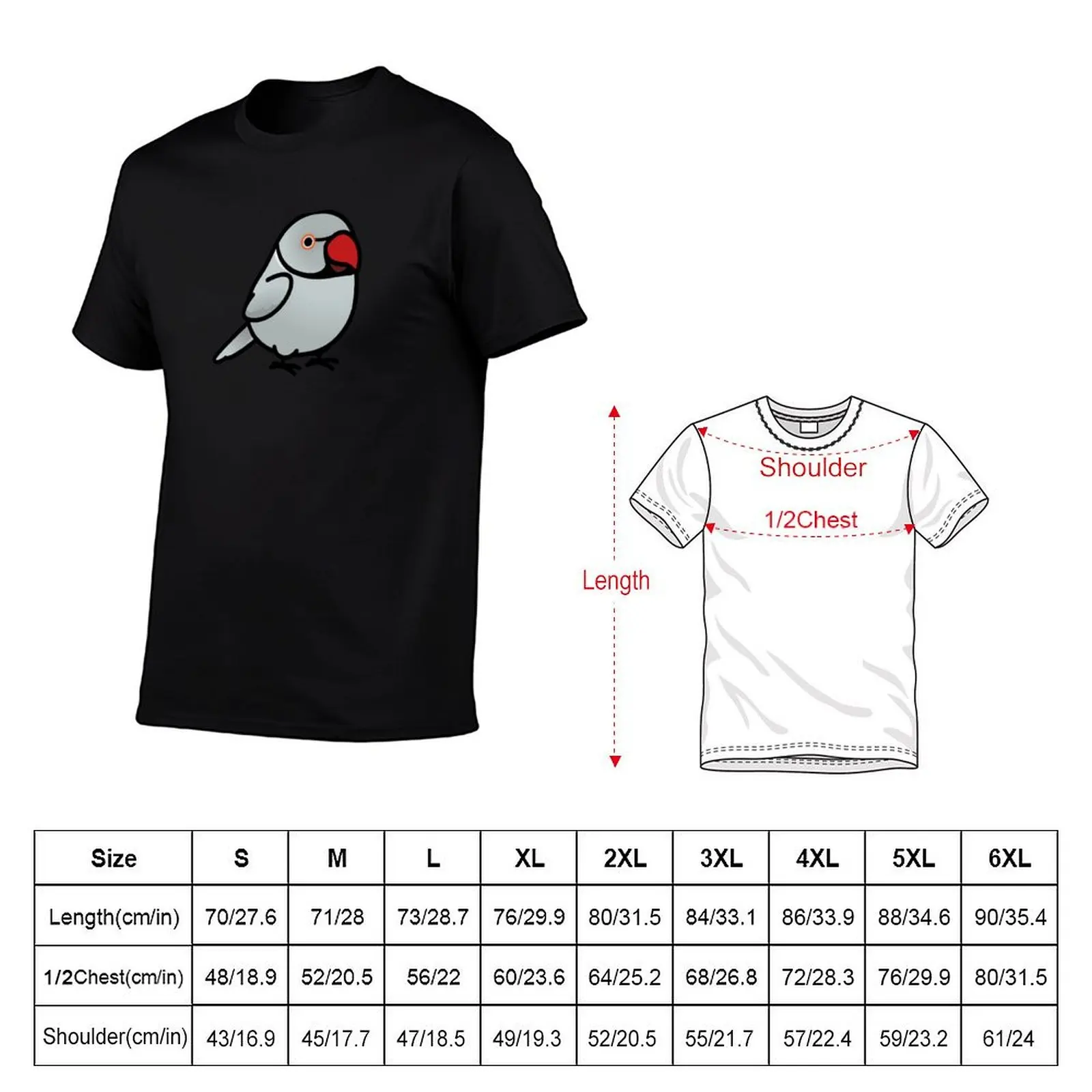 Chubby Gray Indian Ringneck Parakeet T-Shirt designer shirts anime stuff big and tall t shirts for men