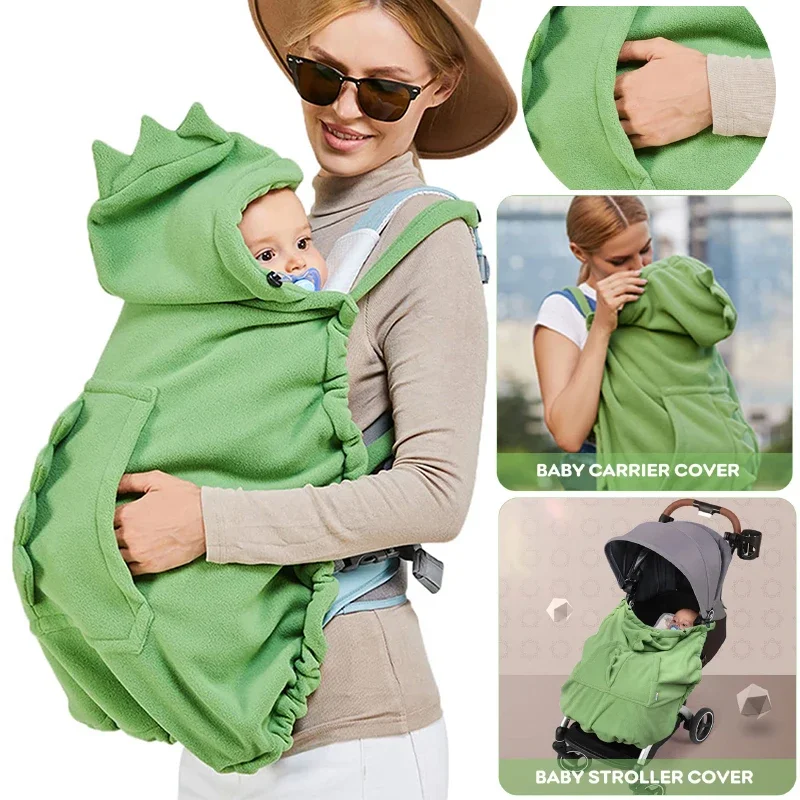 Windproof Stroller Cover Carrier Elastic Baby Hooded Cape Double Sided Hooded Suit Dinosaur Hoodie Baby Carrier Set