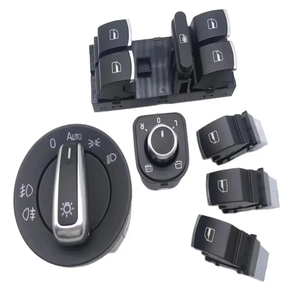 

6pcs/set switch For VW Headlight Side Mirror Master Window door switch set for VW Golf MK5 6 Jetta MK 3 Passat b6 CC Golf Plus