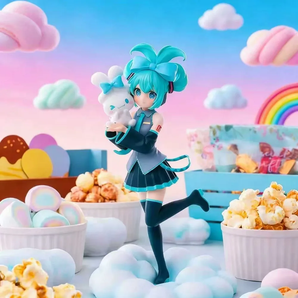 

Hot 21CM Anime Hatsune Miku X Cinnamoroll Figure Anime Peripheral Collectible Models Decorative Decorations Children Kawaii Gift