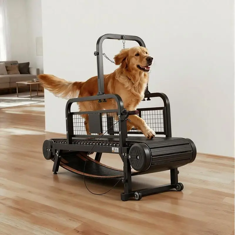 Tapis roulant pour chien 1750x510x1360 mm, pour chiens de petite/moyenne taille jusqu'à 199,58 kg, tapis roulant avec réglage de vitesse progressif, frein et roues, machine de marche pour chien, inclinaison de 110 mm