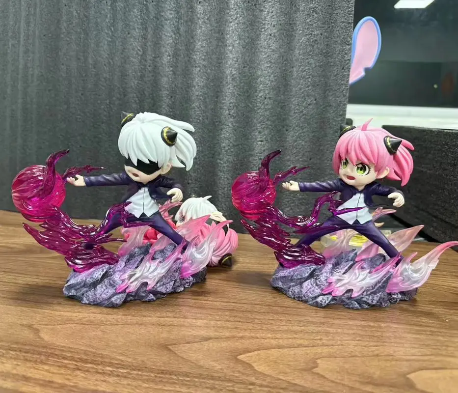 Figurka Anime Spy Family Anya Forger z Wymiennymi Głowami Świecący Model Lalka Gojo Satoru Ozdoba Statuetka Zabawka Prezent