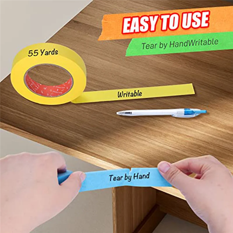 Ingenious-Colored Masking Tape Bulk Multi Rainbow Color Craft Tape 1, 980 Feet X 1 Inch Of 12 Colors Fit For Kids