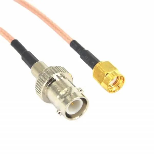 BNC to RP-SMA Male RG316 Coaxial Cable Assembly, 10cm Right Angle Antenna Extension