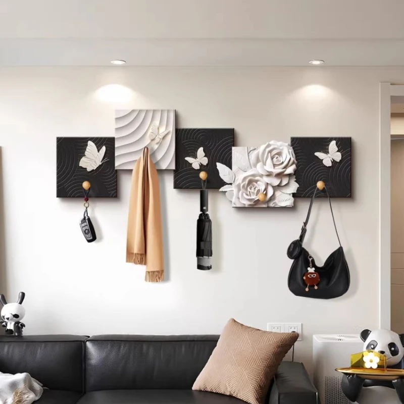 Modern Home Wall Mounted Coat Hooks Vintage Style Entryway Hook Rack & Key Holder Back of Door