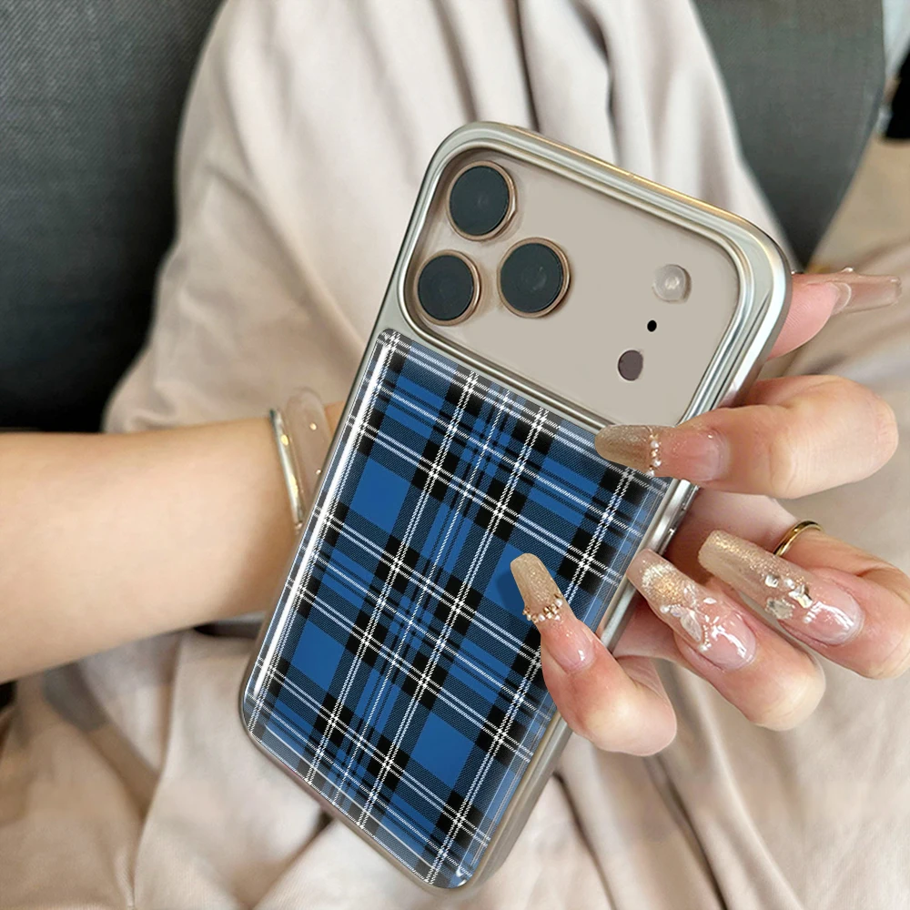 Einfache blaue karierte Drop-Glue INS Hülle für iPhone 15 17 13 Pro Max Phone 11 12 ProMax 14 15 16 Plus Hüllen Stoßfeste Luxus-Fundas – Detail 11
